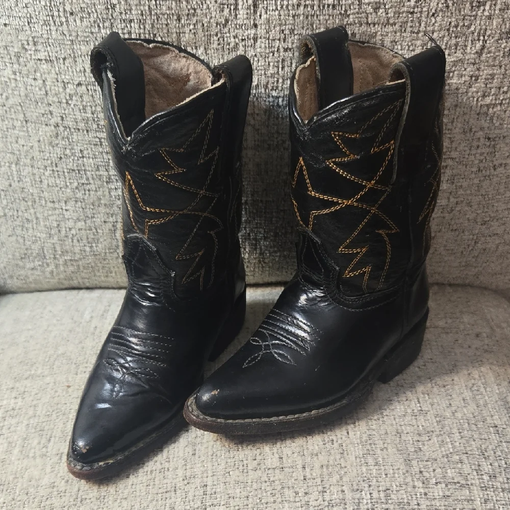 Black Kids Cowboy Boots 6.50